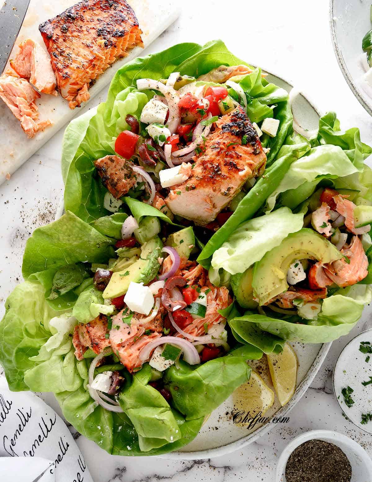 salmon lettuce wraps