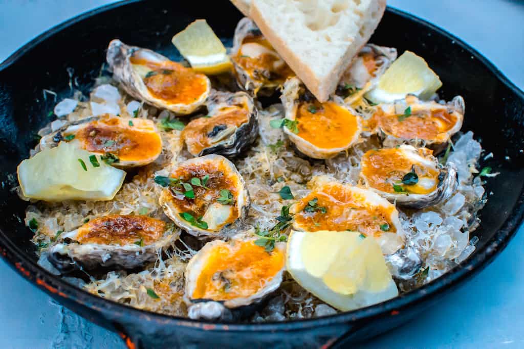 oysters with garlic butter and parmesan