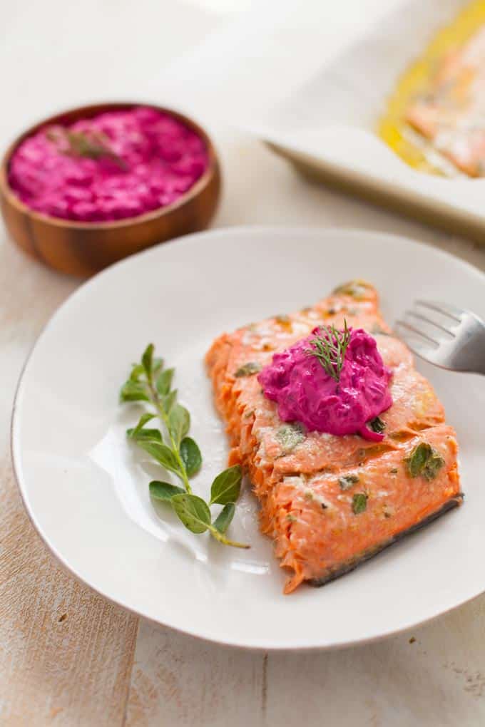 Greek marinated salmon