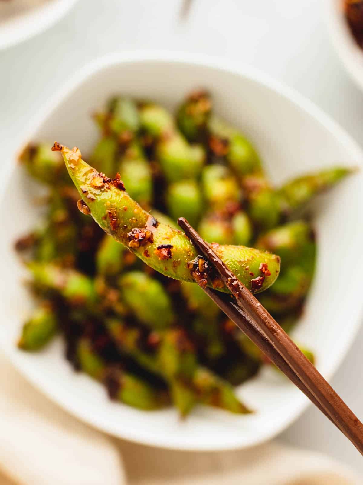 spicy edamame with garlic