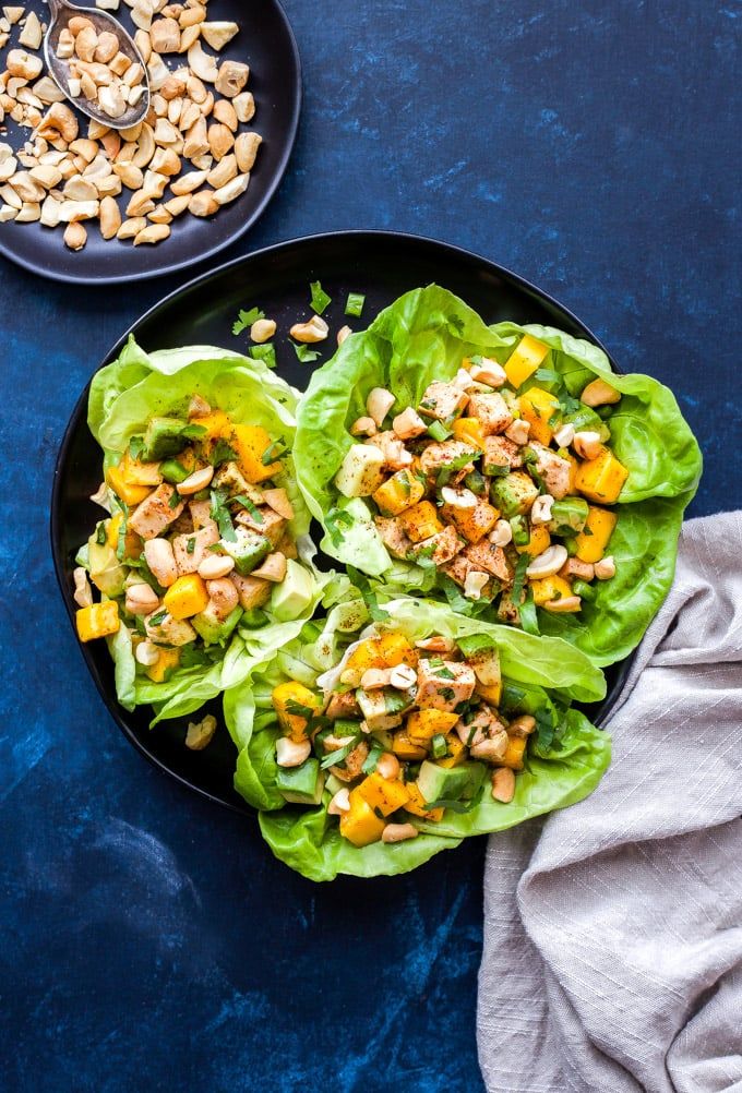 mango avocado chicken lettuce cups