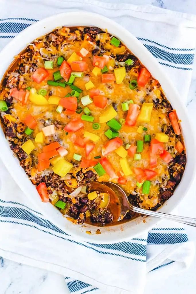 cheesy quinoa and black bean casserole