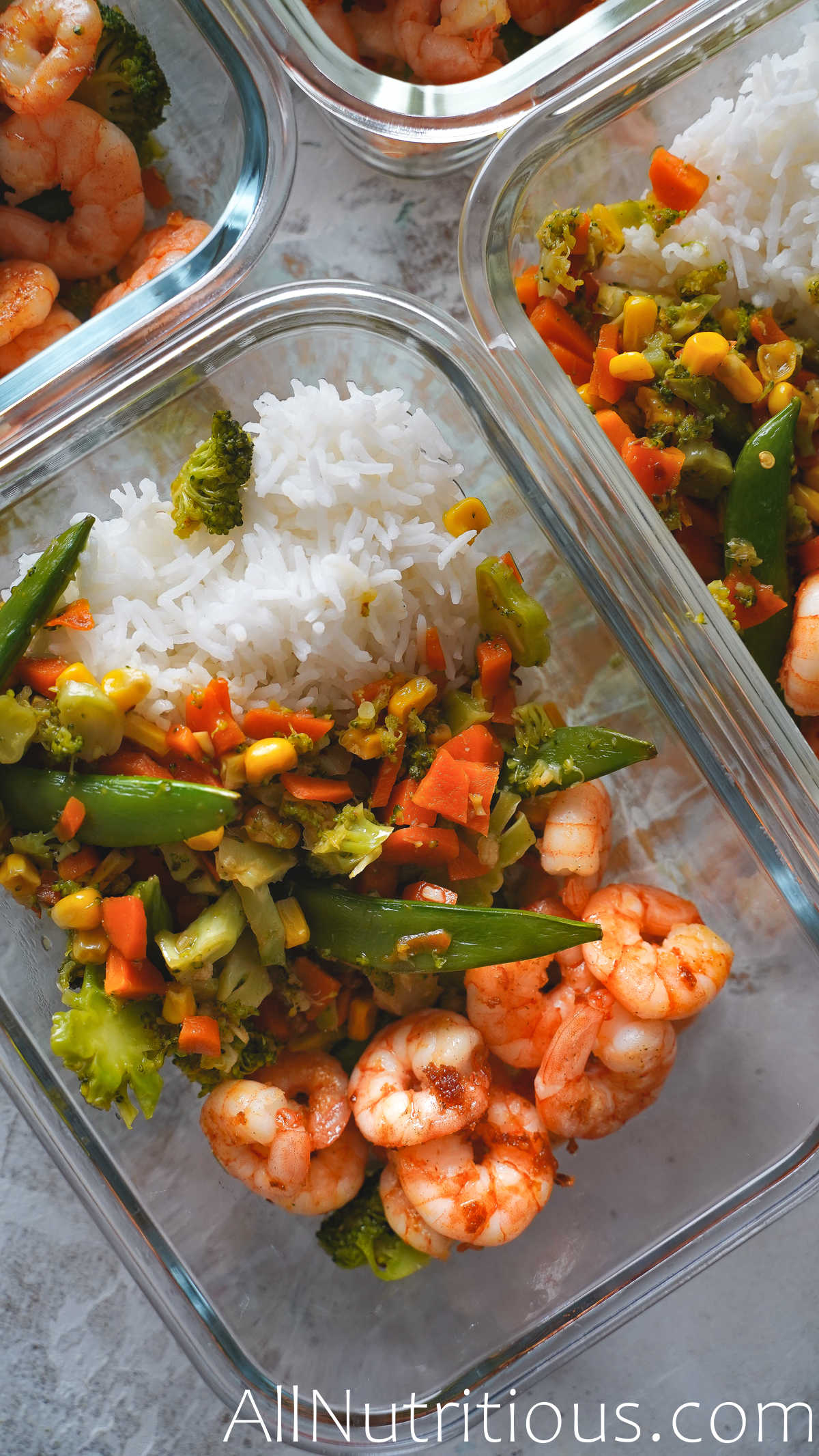 honey garlic shrimp with vegetables and rice