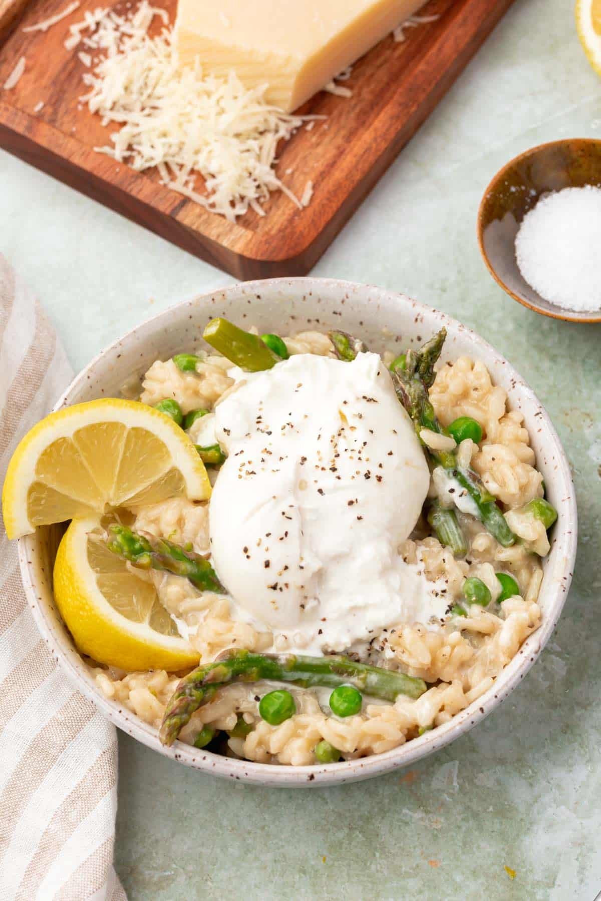 pea asparagus risotto