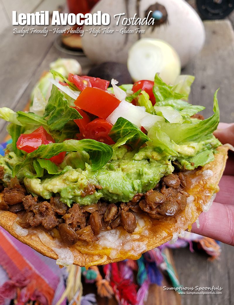 lentil avocado toastadas