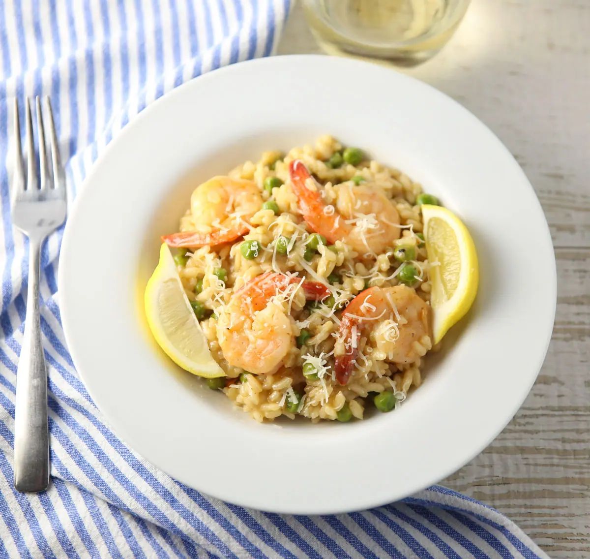 shrimp risotto with peas