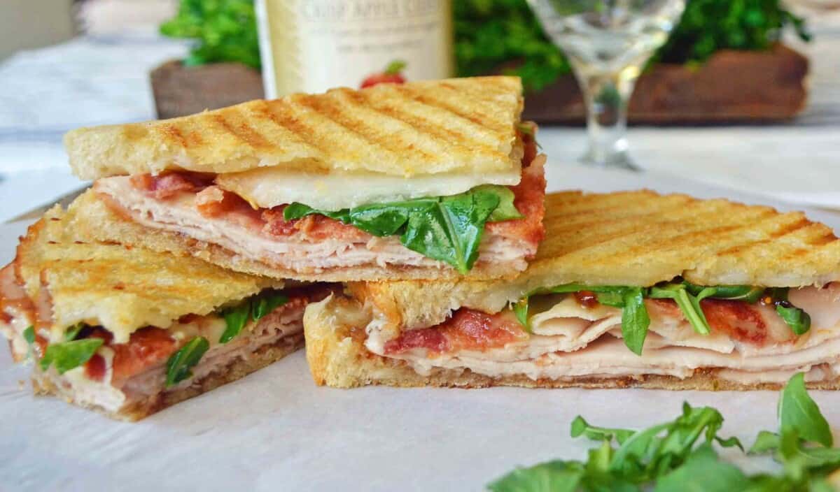 turkey and bacon panini with fig jam