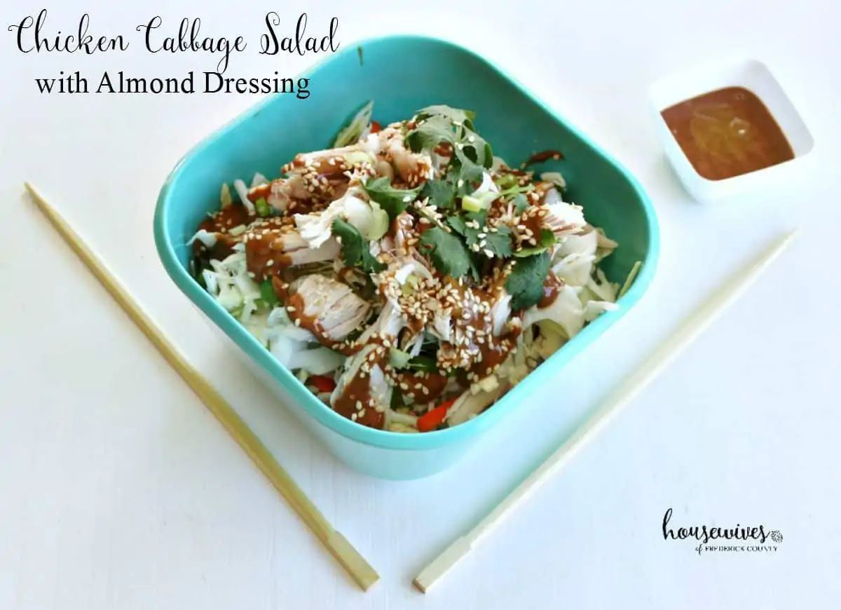 chicken cabbage salad with almond dressing