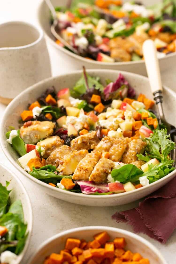 pecan crusted chicken and sweet potato fall harvest salad