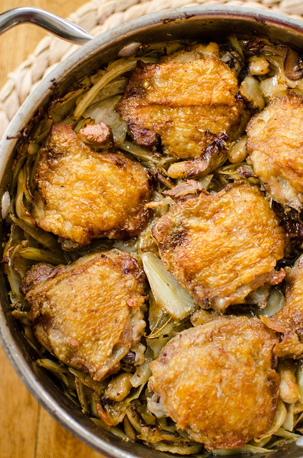 chicken with white beans and cabbage