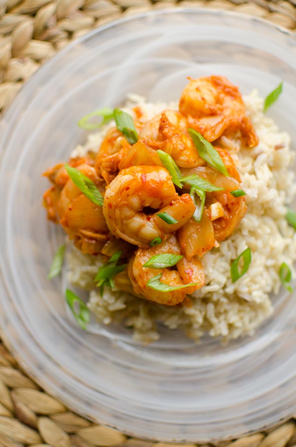 shrimp and kimchi stir fry