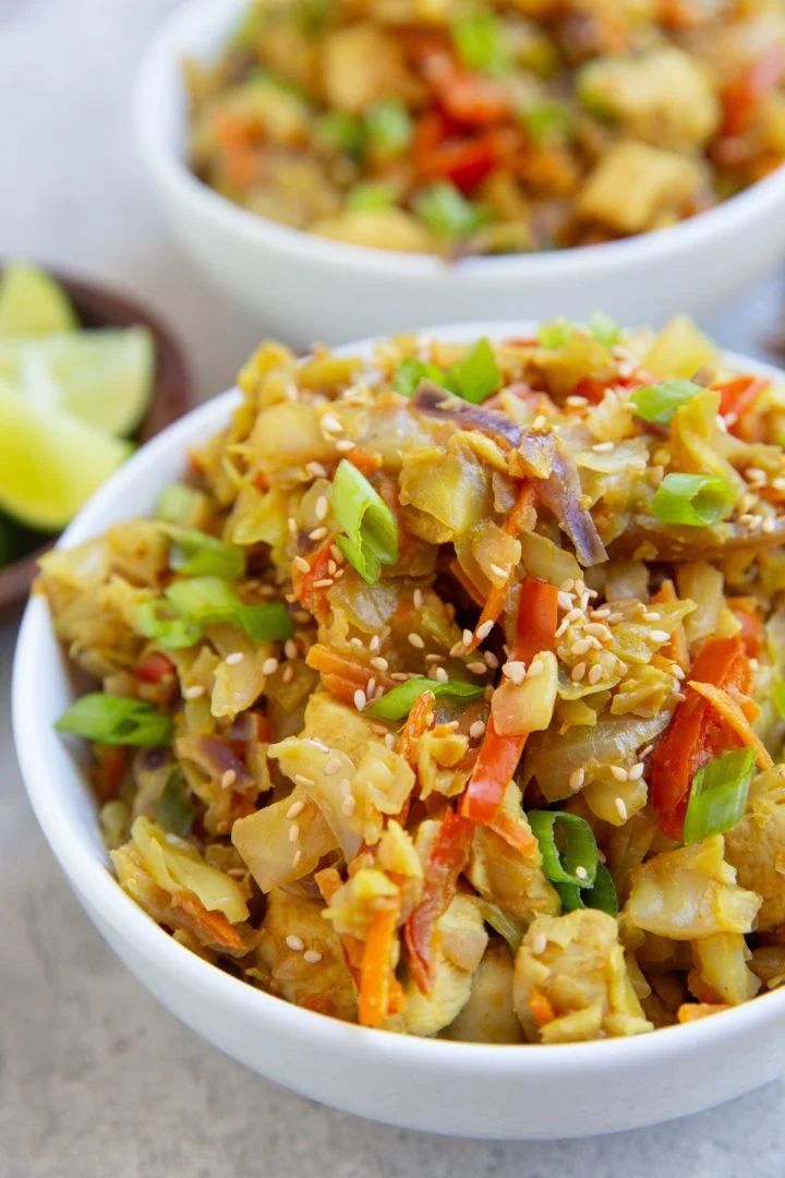 Thai chicken and cabbage bowls