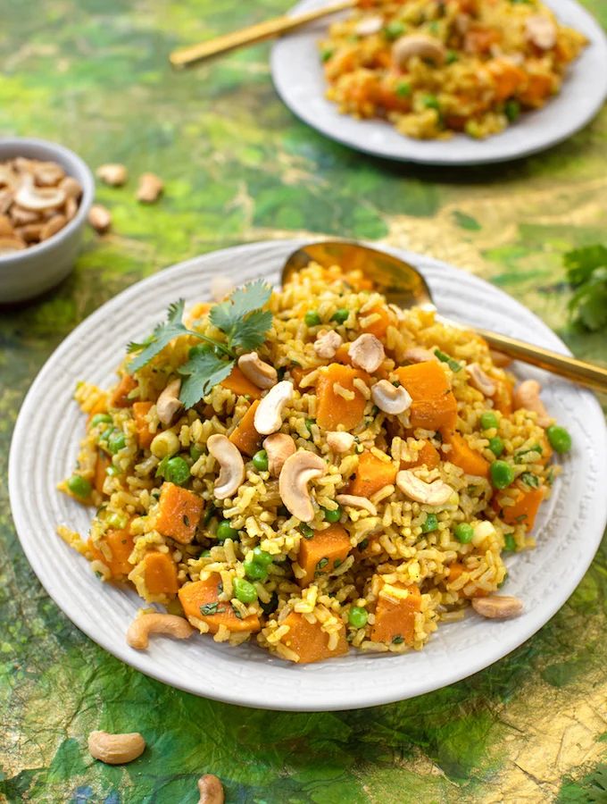 brown rice and sweet potato pilaf