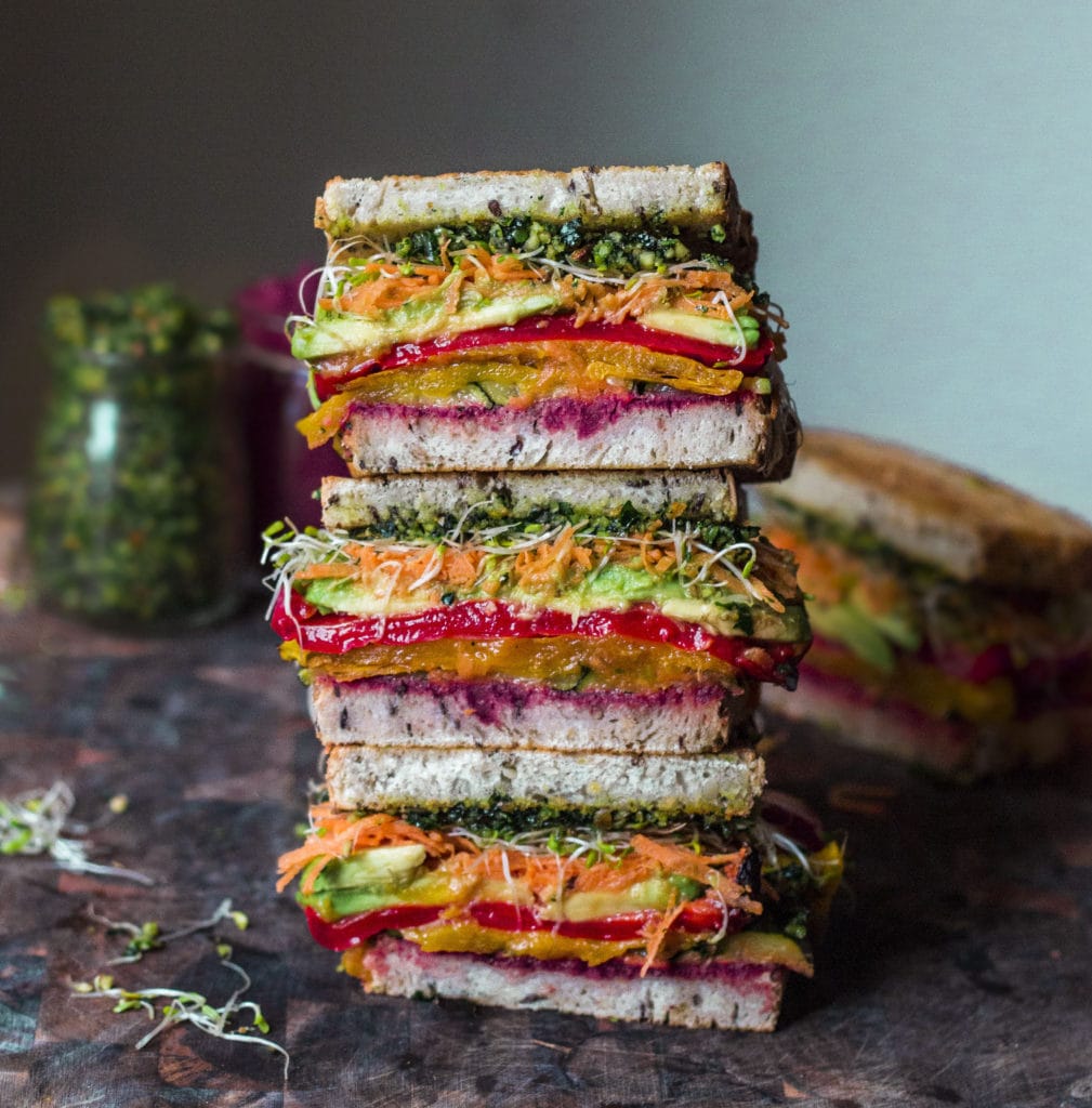 rainbow roast vegetable sandwich