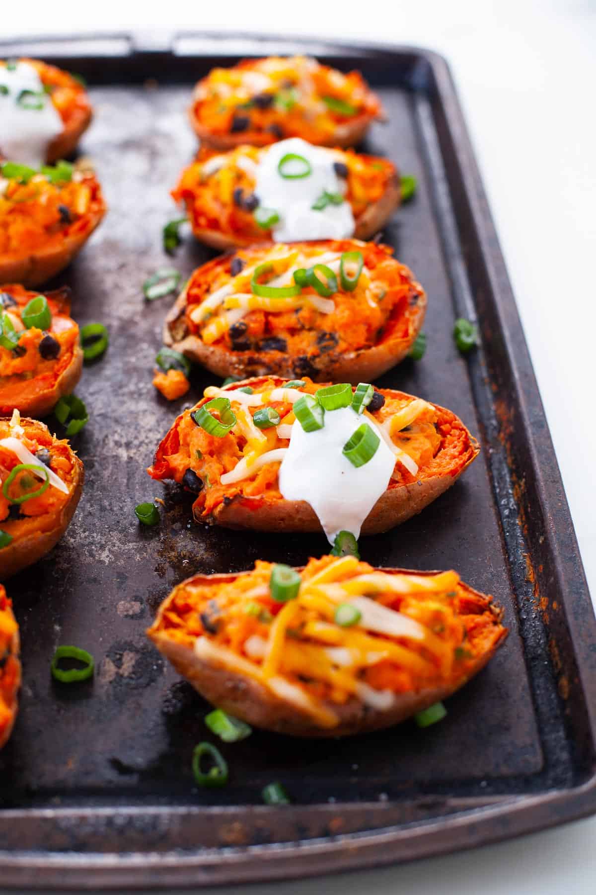 vegan loaded sweet potato skins