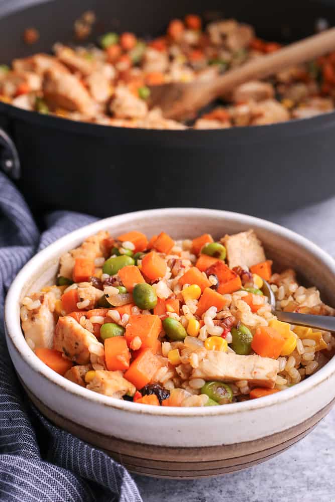 brown rice and sweet potato hash