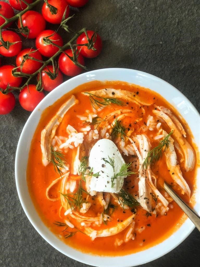 tomato chicken rice soup