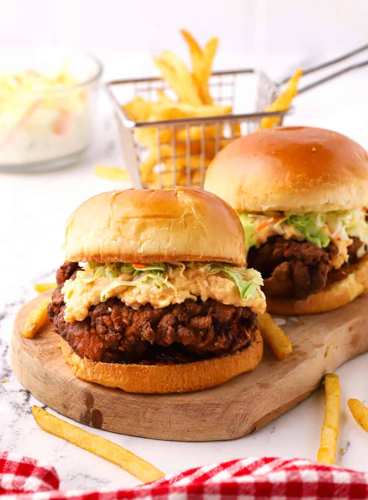 Southern crispy fried chicken burgers