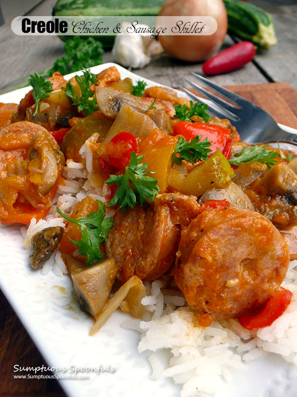 creole chicken sausage skillet