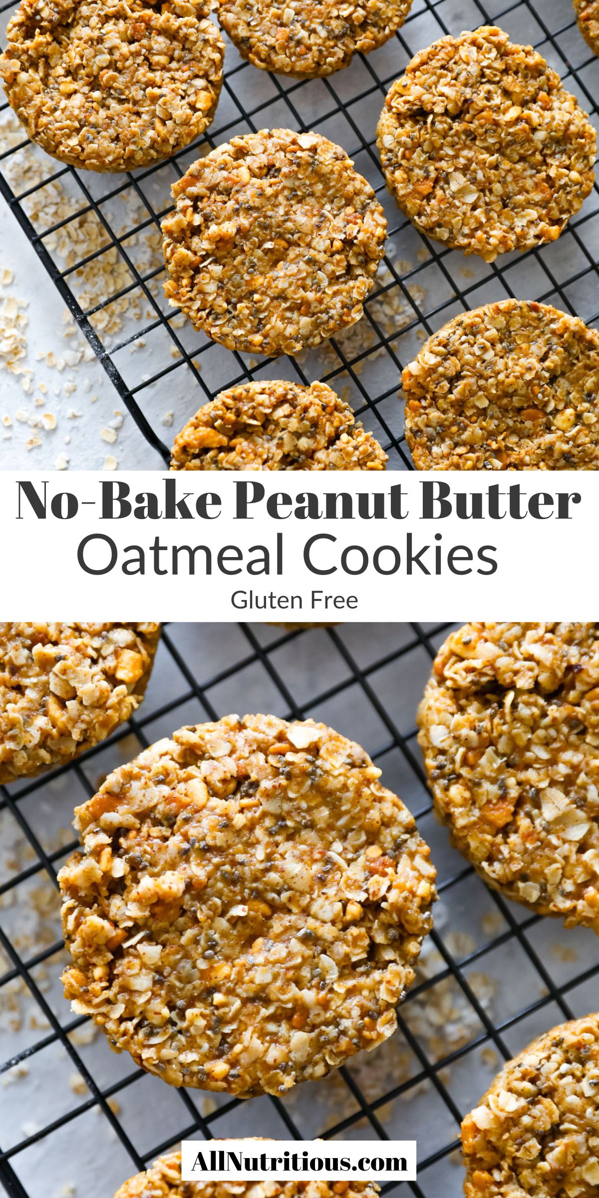 No-Bake Peanut Butter Oatmeal Cookies - All Nutritious
