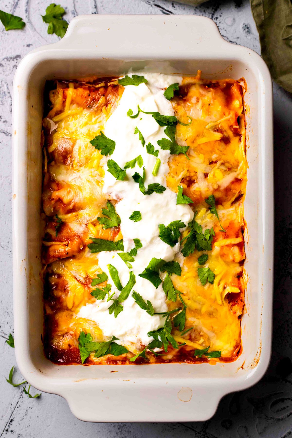 Keto Chicken Enchiladas with sour cream