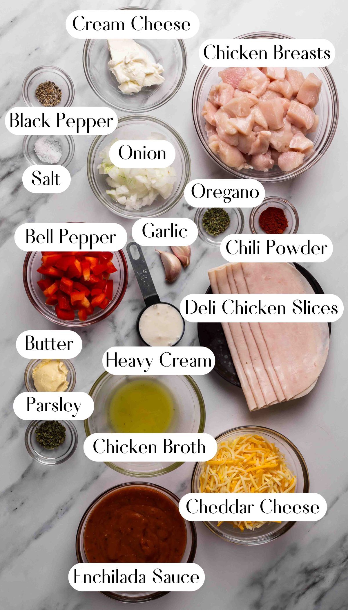 ingredients for Keto Chicken Enchiladas