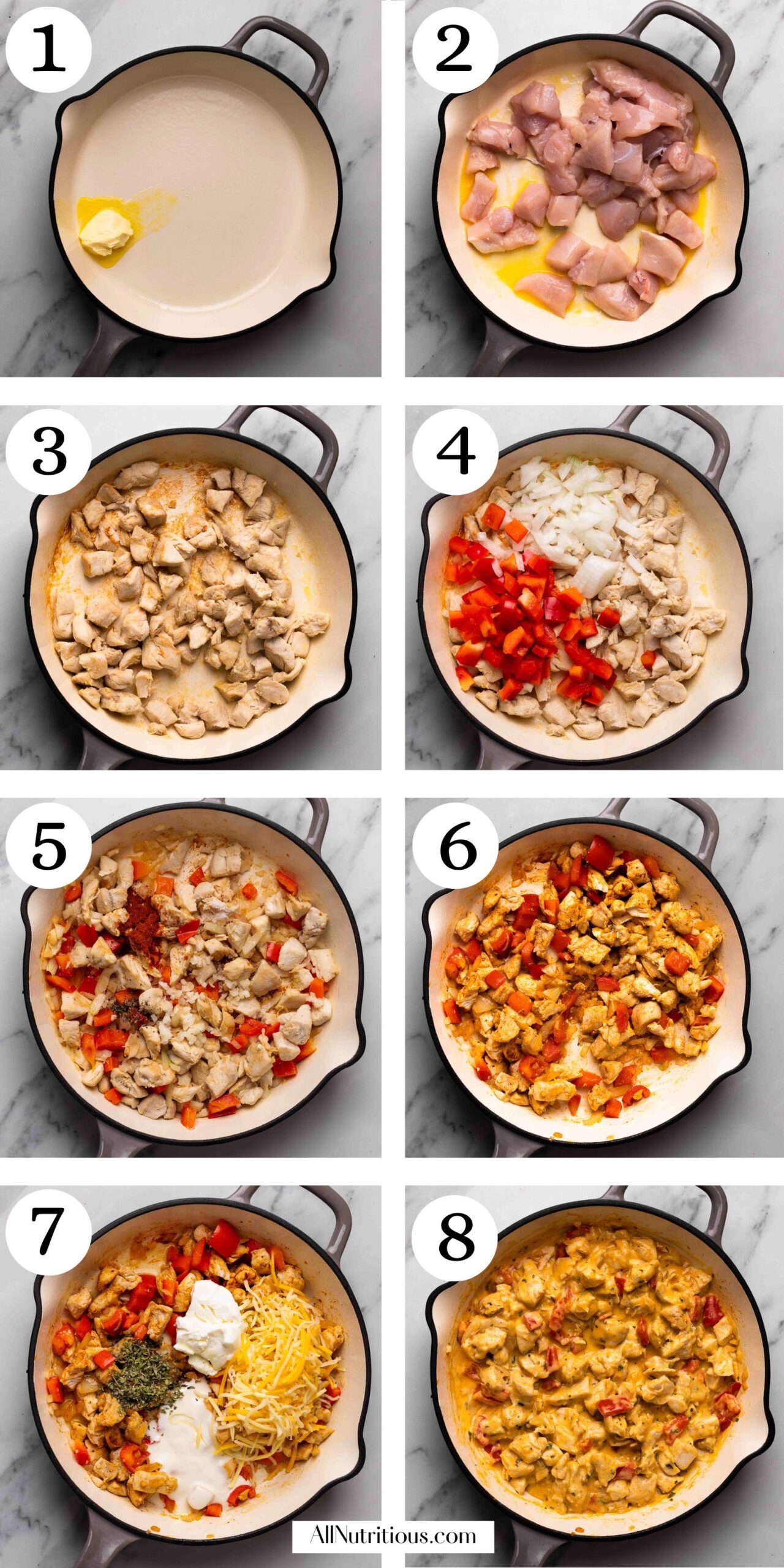 step by step instructions for Keto Chicken Enchiladas