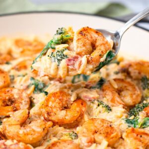 Prawn Orzo with Sun-Dried Tomatoes featured