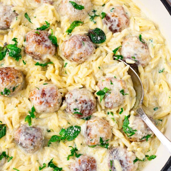 chicken meatballs with orzo