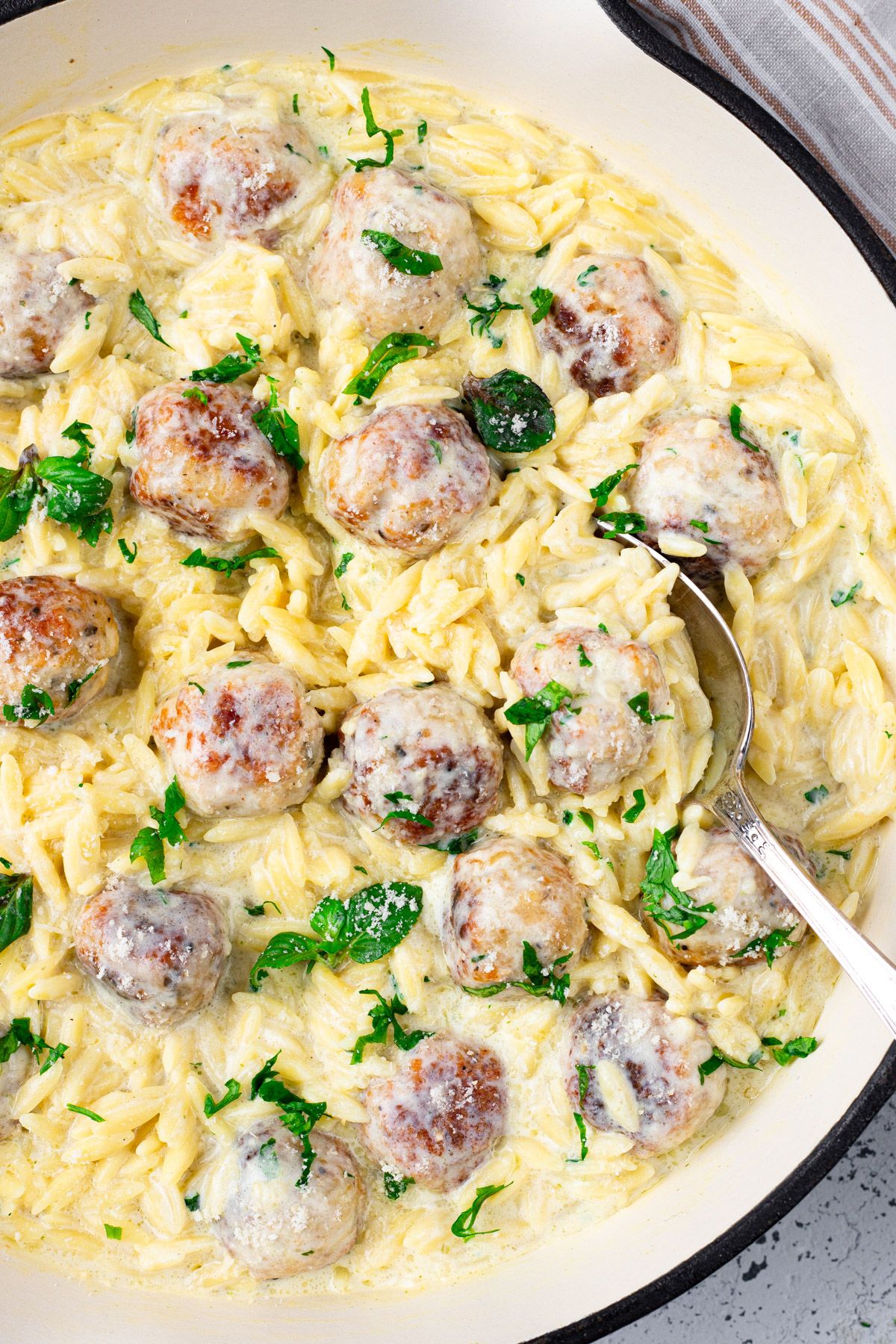 Chicken Meatballs with Orzo