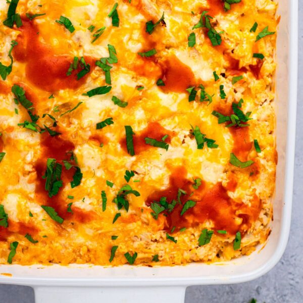 Buffalo Chicken Cauliflower Casserole featured