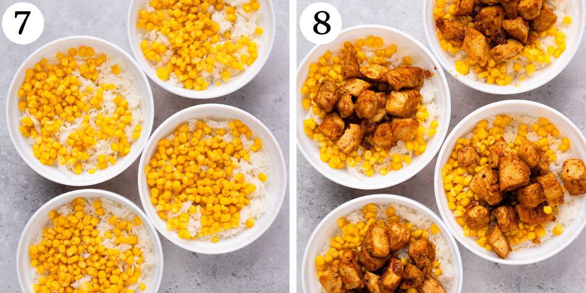 Healthy Chicken Corn Rice Bowls