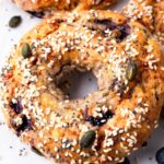 High Protein Bagels with Blueberries featured