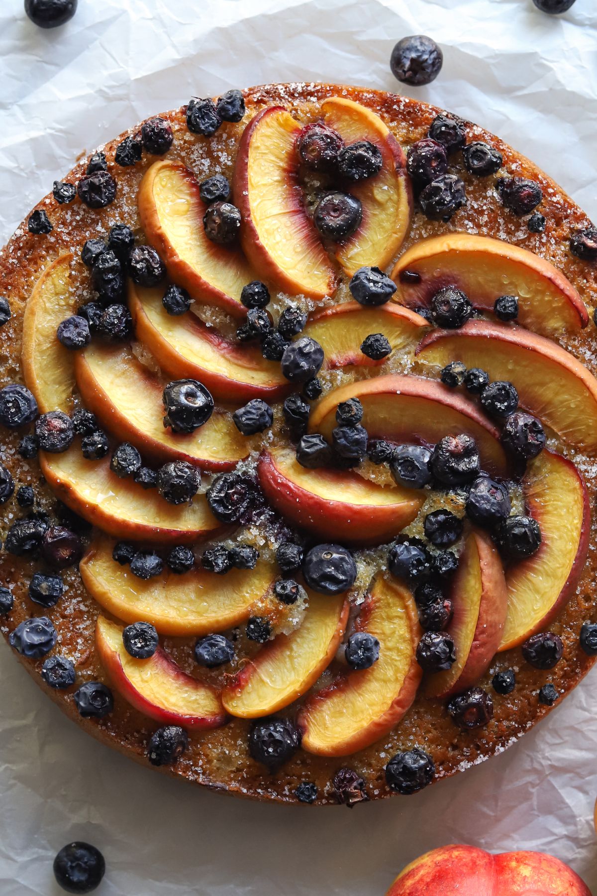 Peach Blueberry Cottage Cheese Cake
