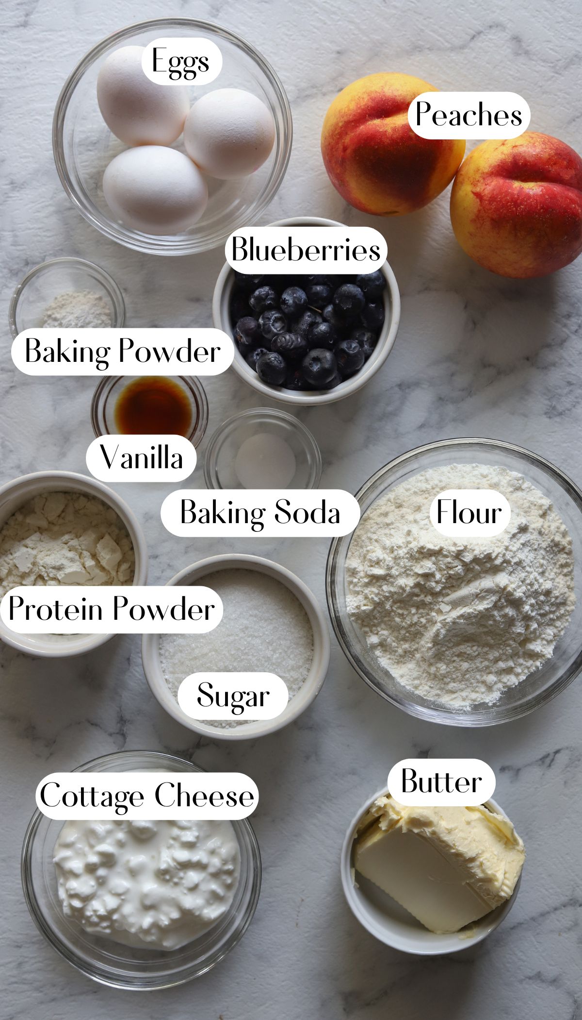 Yummy Peach Blueberry Cottage Cheese Cake Ingredients