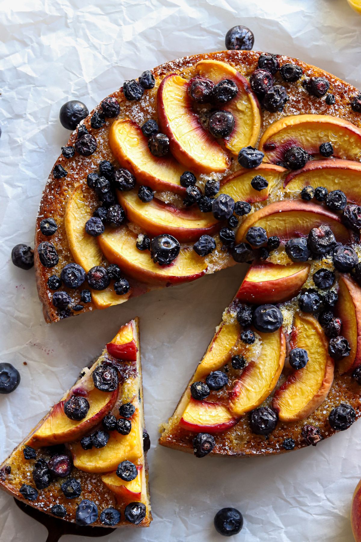 Delicious Peach Blueberry Cottage Cheese Cake