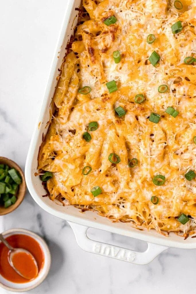 19. Healthy Buffalo Chicken Pasta Bake