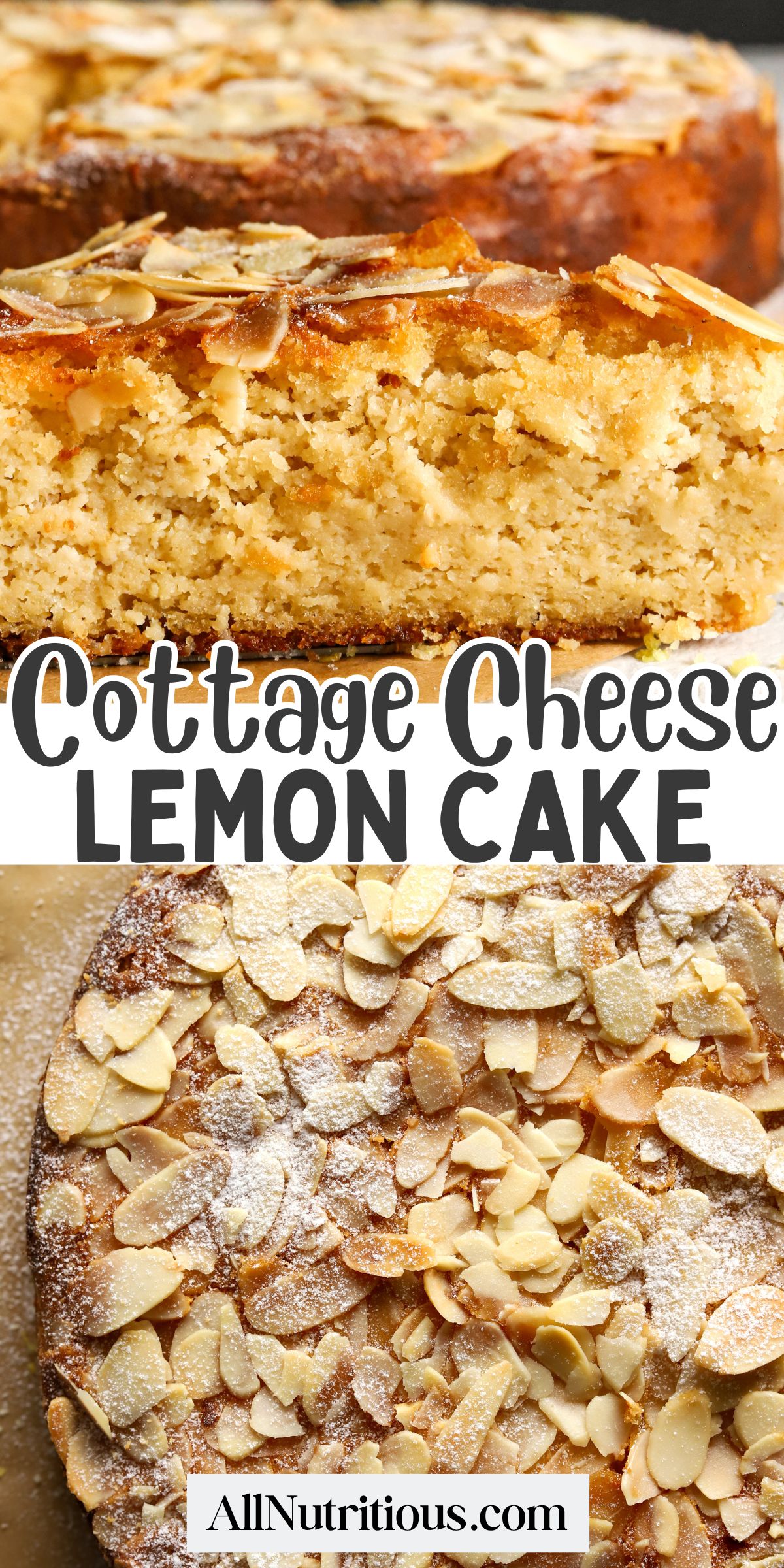 Lemon Almond Cottage Cheese Cake