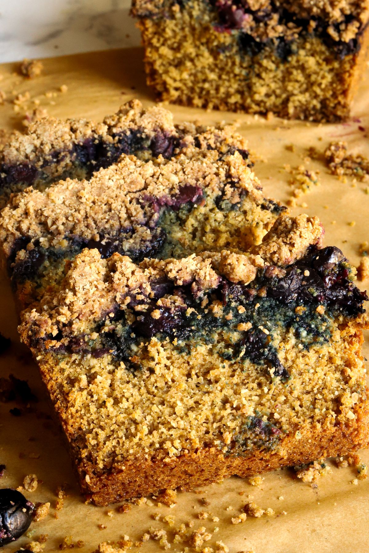 Oatmeal Blueberry Crumb Cake with Cottage Cheese