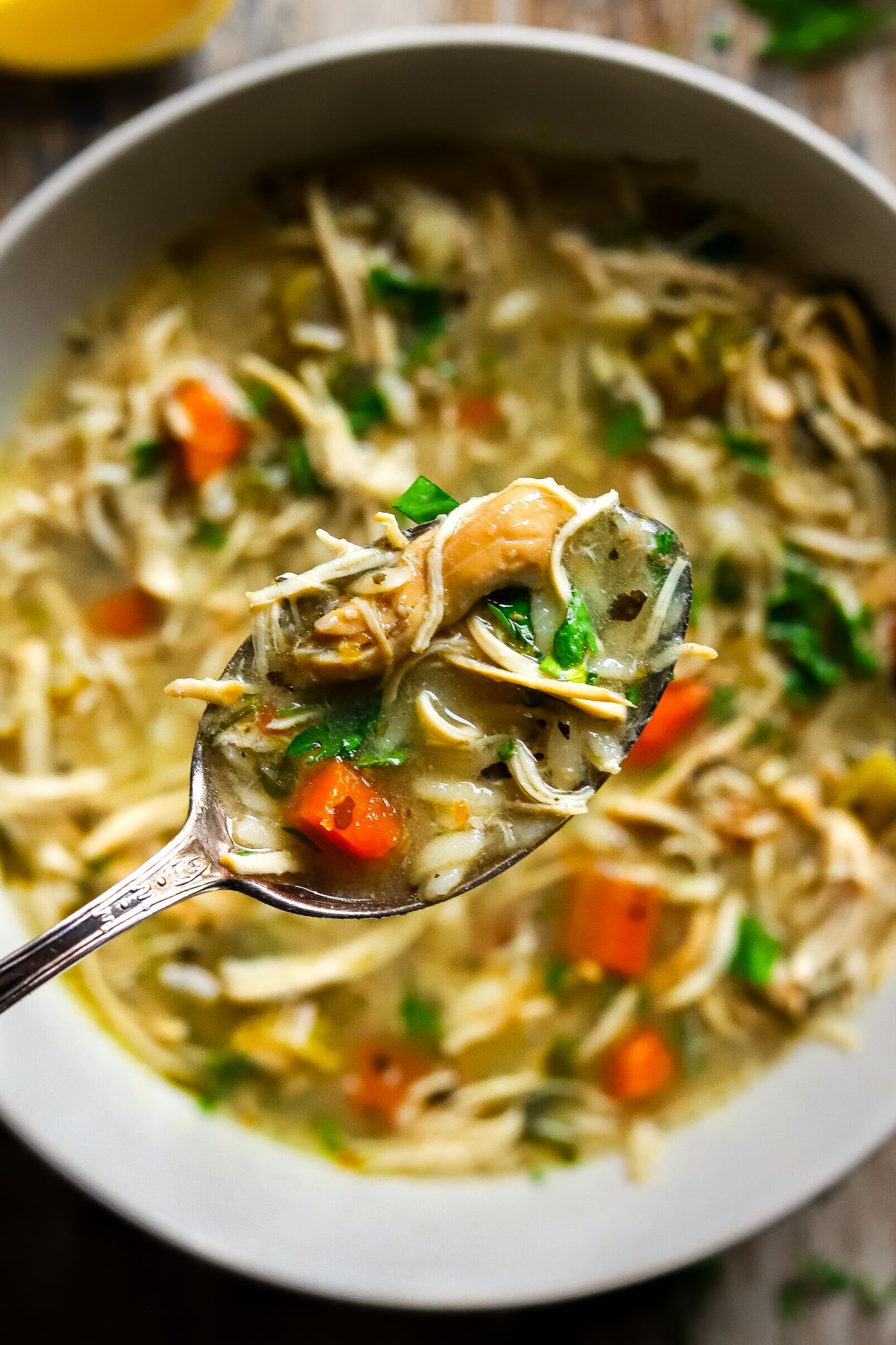 Satisfying Crockpot Lemon Chicken Orzo Soup