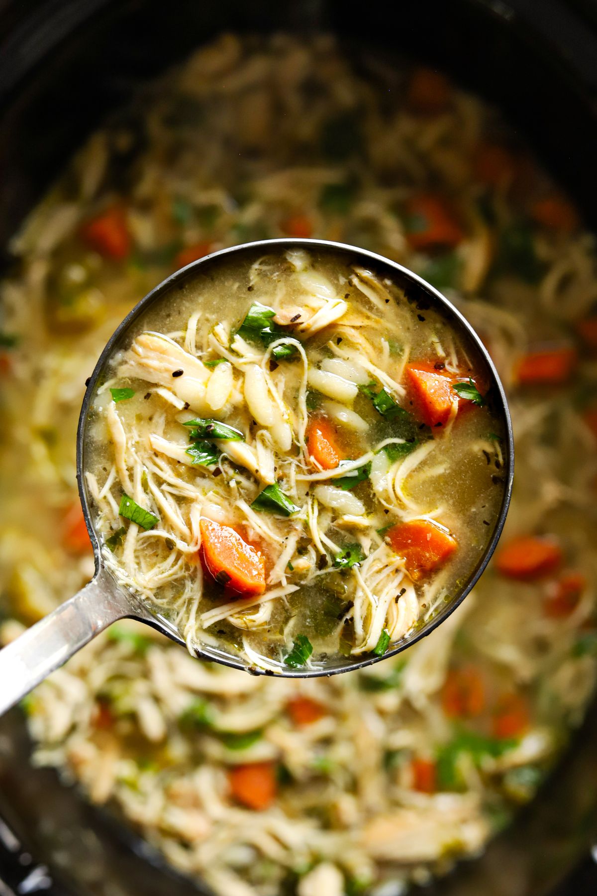 Healthy Crockpot Lemon Chicken Orzo Soup