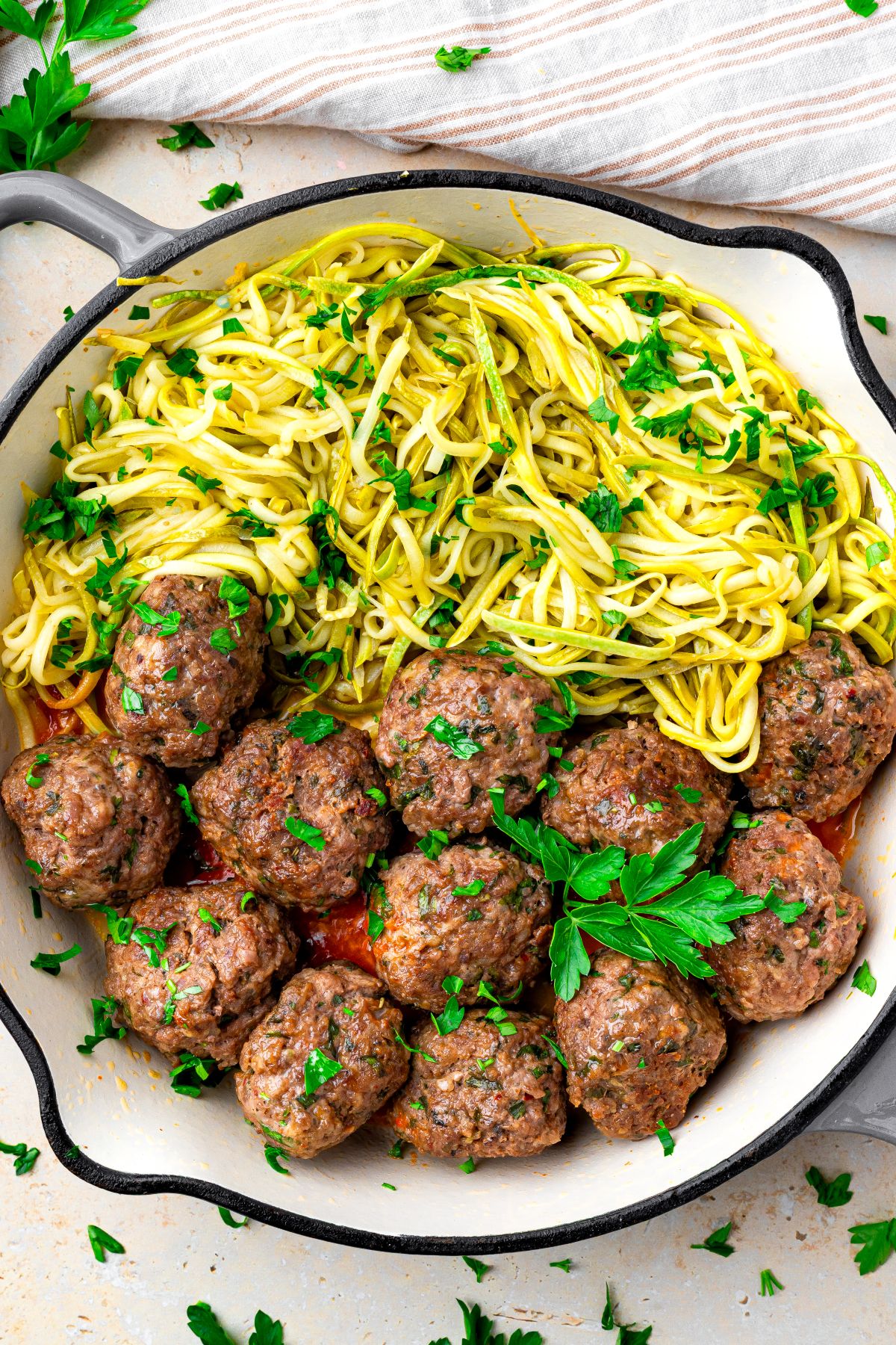 Garlic Butter Meatballs with Zucchini Noodles