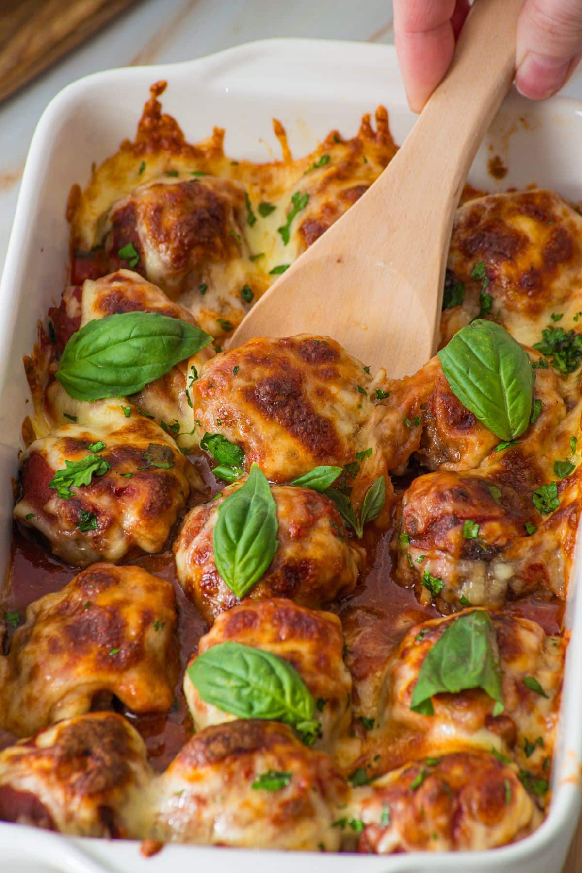Meatballs with Cheese and Marinara Sauce