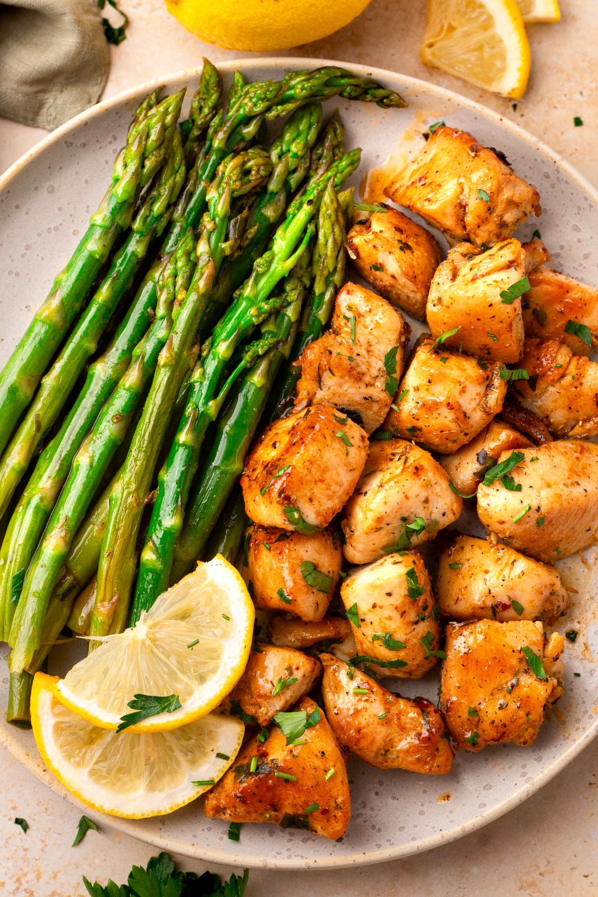 Garlic Butter Chicken Bites with Asparagus