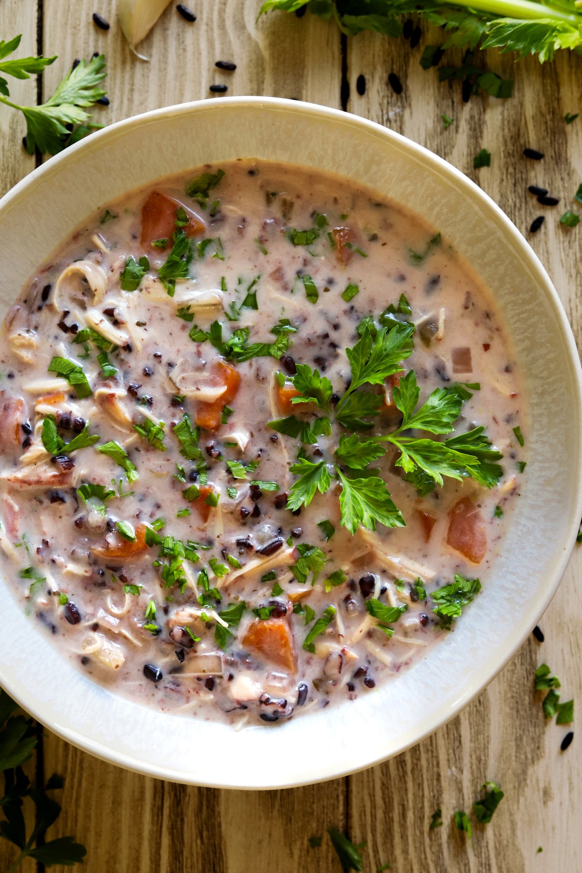 Delicious Crockpot Chicken Black Rice Soup