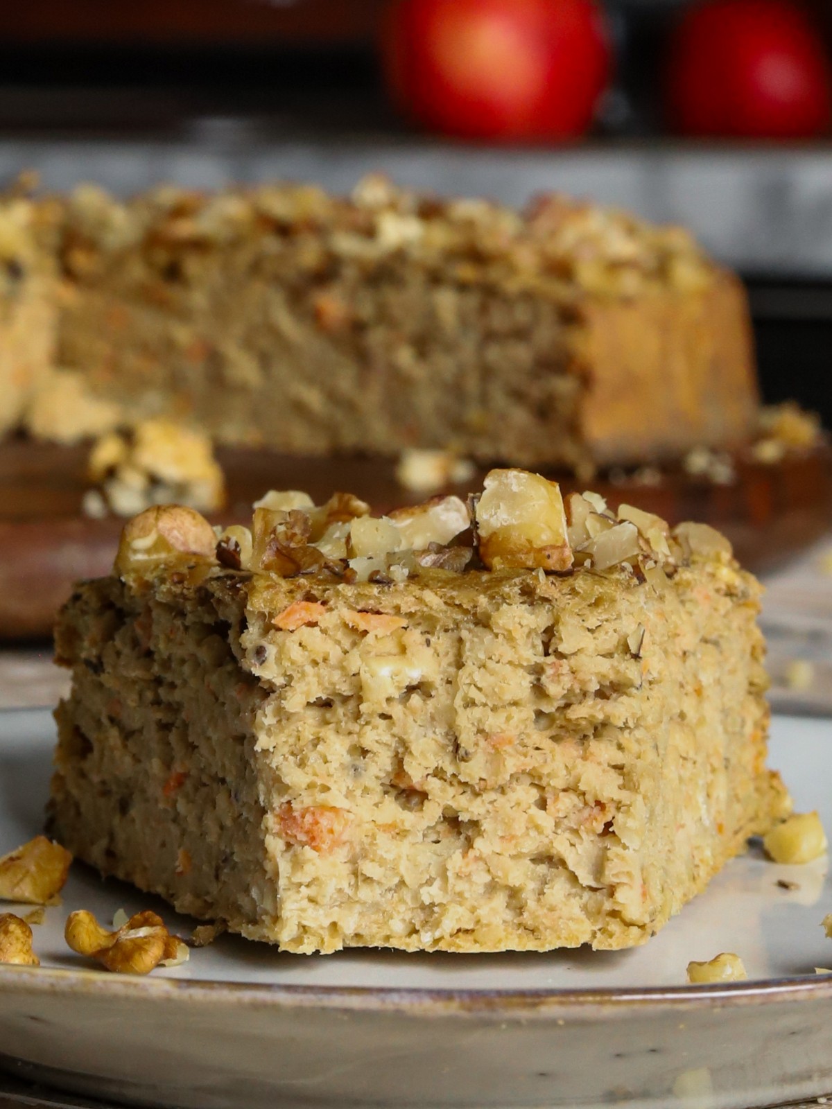 Healthy Apple Oatmeal Carrot Cake with Cottage Cheese