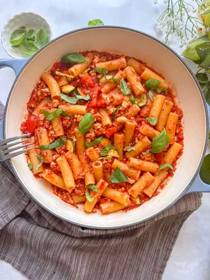 Tofu Pasta with Tomato Sauce