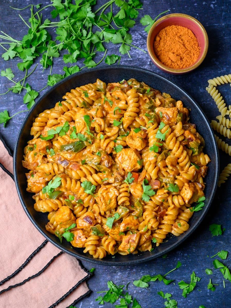 High Protein Chicken Fajita Pasta