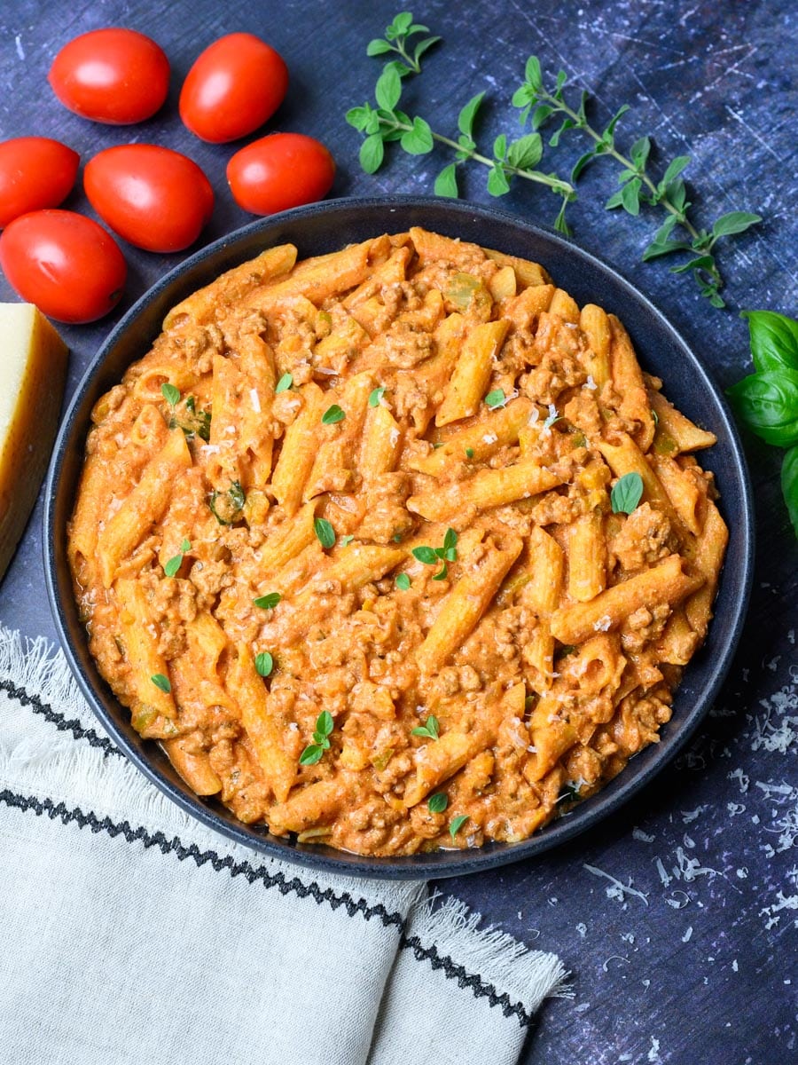 High Protein Creamy Beef Pasta