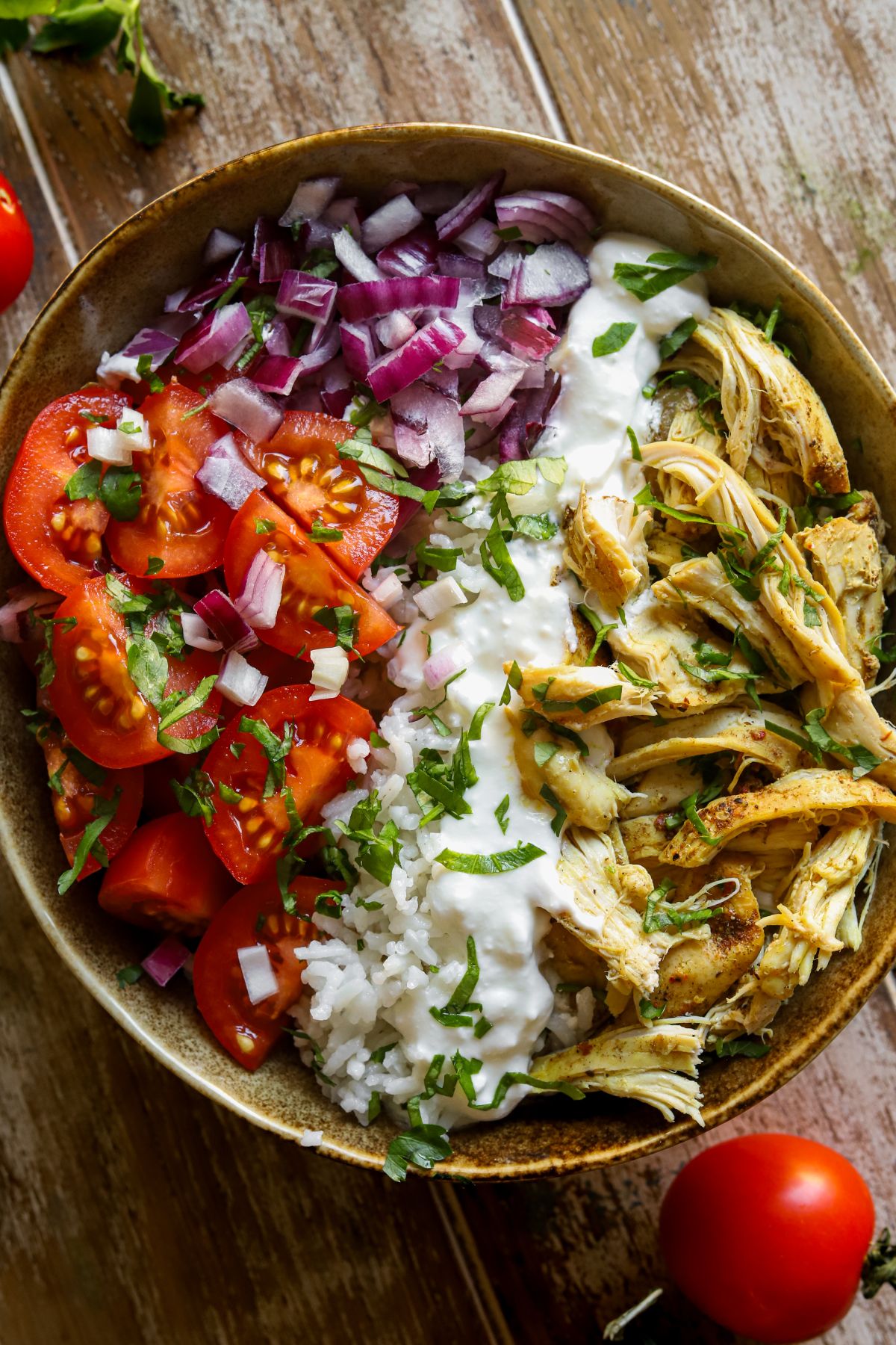 Healthy Crockpot Chicken Shawarma Bowl